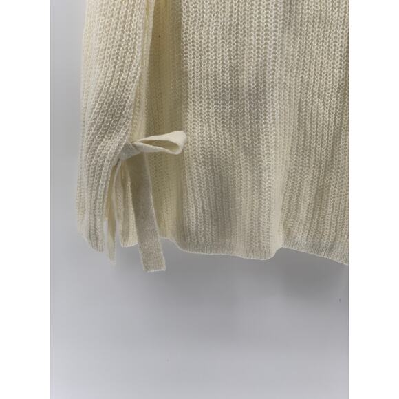 PROJECT NAADAM Women's Off-White Knit Scoop-Neck Long Sleeve Bow Sweater SZ L - Picture 7 of 10